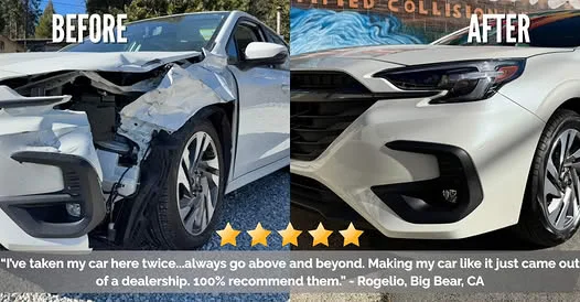 Big Bear customer vehicle before and after repair